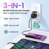 20W USB C Charger Block for Apple Watch 3-in-1 Charger Dual Ports Compatible with Apple Watch, iPhone, AirPods